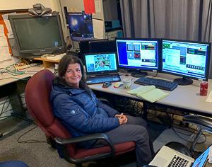 Dr. Smith observing at the Infrared Telescope Facility.